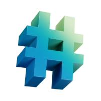 Icon of a hash in 3D